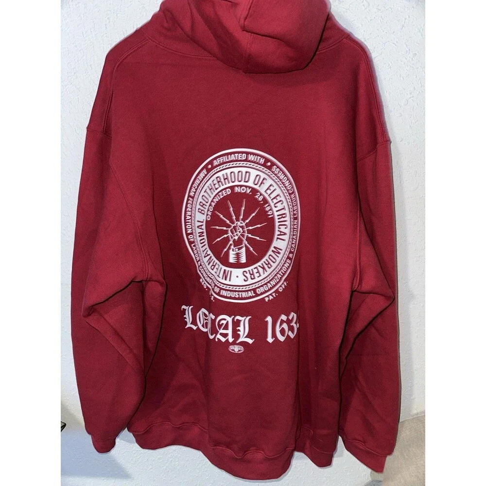VTG IBEW International Brotherhood Electrical Workers Red Hoodie Local 1634 2XL